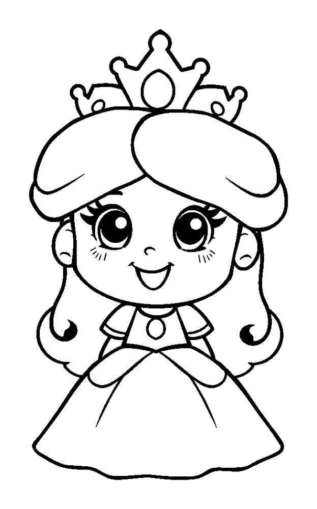 Princess colouring page — free printable for toddlers