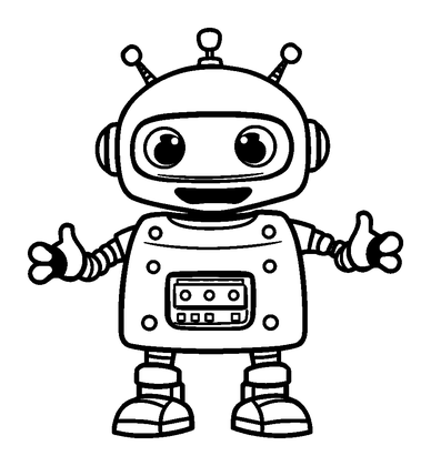 Robot Colouring Page (Kids, Bold & Easy)