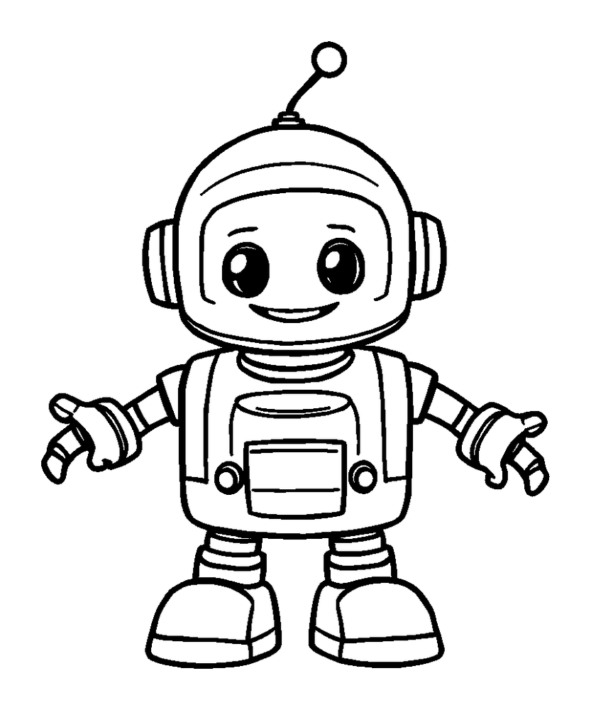Robot colouring page — free printable for kids
