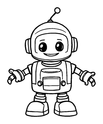Robot Colouring Page (Kids, Standard)