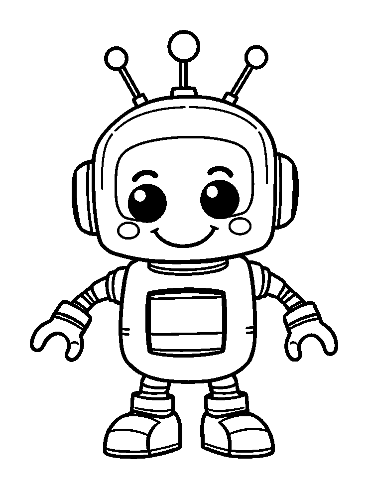 Robot colouring page — free printable for toddlers