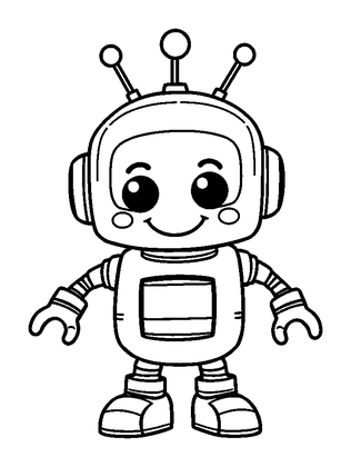 Robot Colouring Page (Toddler, Bold & Easy)