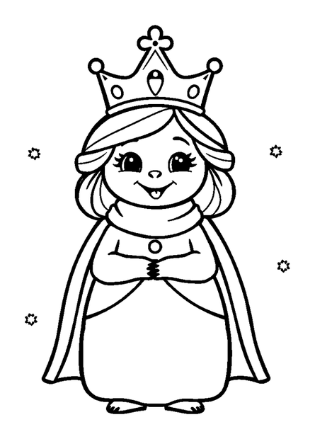 Snow Queen colouring page — free printable for toddlers