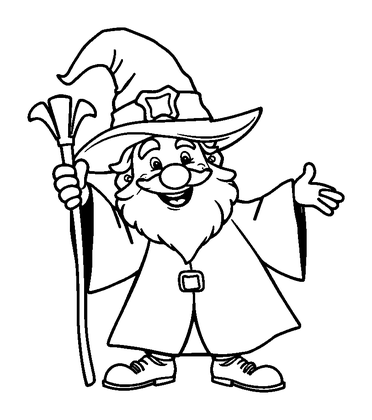 Sorcerer Colouring Page (Toddler, Bold & Easy)