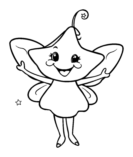 Star Fairy colouring page — free printable for kids