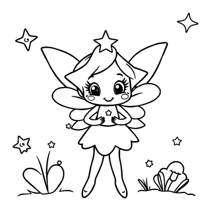 Star Fairy Colouring Page (Kids, Standard)