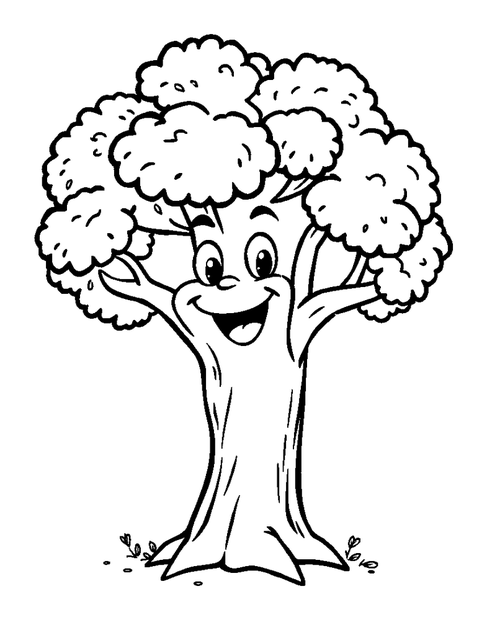 Talking Tree colouring page — free printable for kids