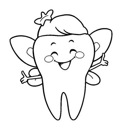 Tooth Fairy Colouring Page (Toddler, Bold & Easy)