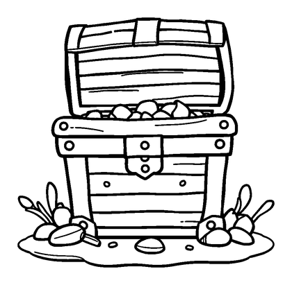 Treasure Chest Colouring Page (Kids, Bold & Easy)