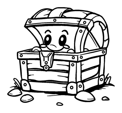 Treasure Chest Colouring Page (Toddler, Bold & Easy)
