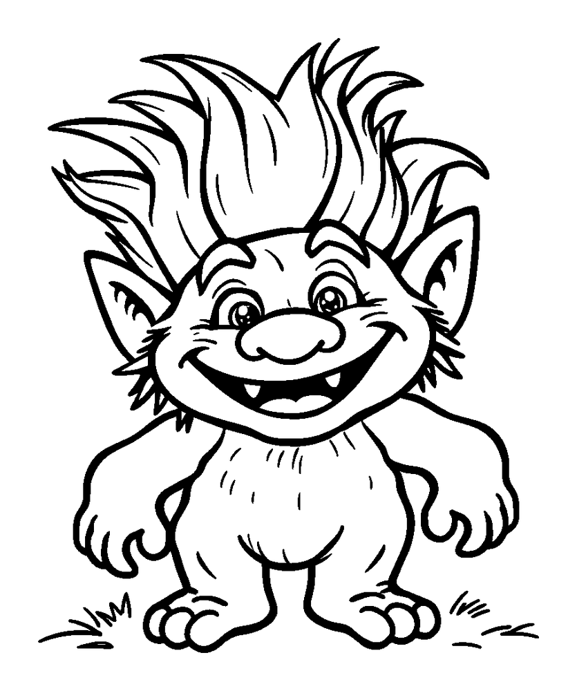 Troll colouring page — free printable for kids