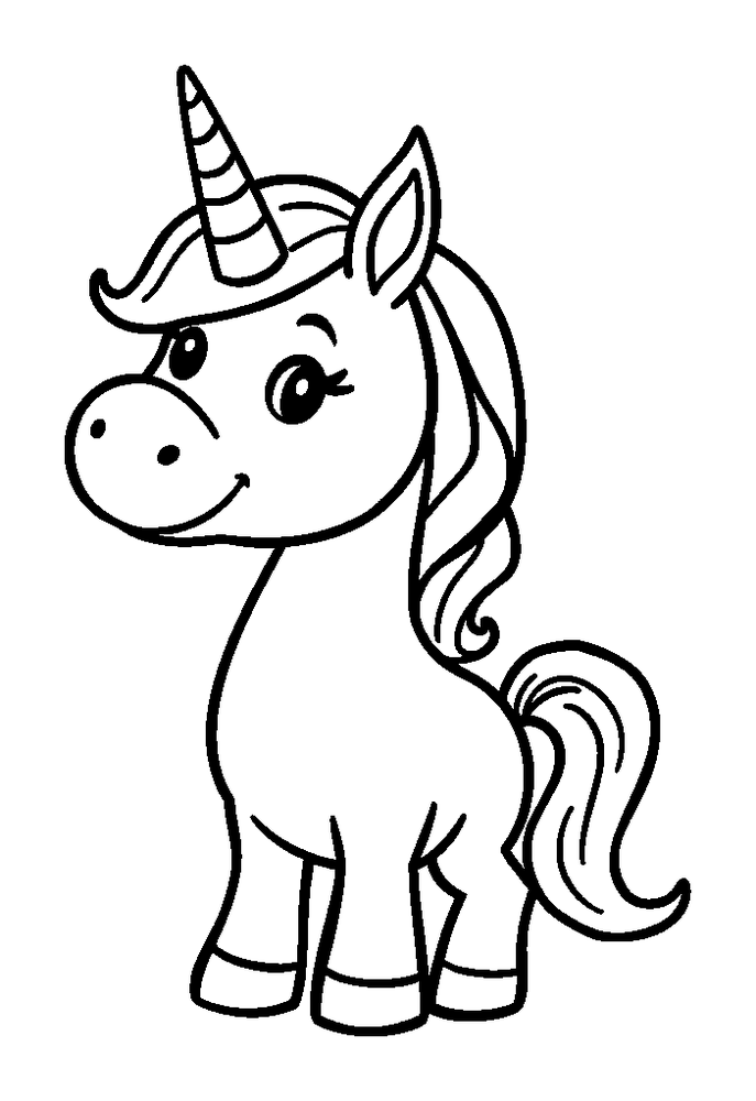 Unicorn colouring page — free printable for kids