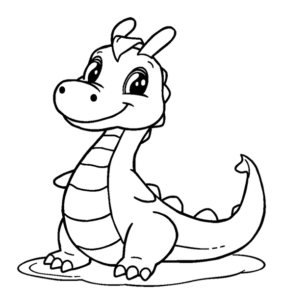 Water Dragon colouring page — free printable for toddlers
