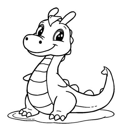 Water Dragon Colouring Page (Toddler, Bold & Easy)