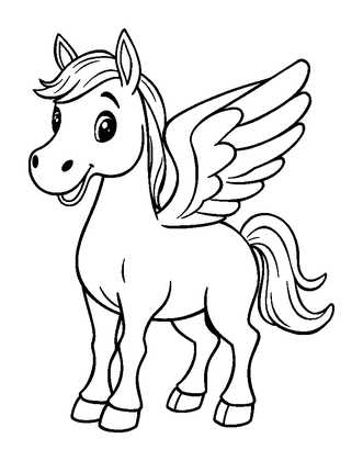 Winged Horse Colouring Page (Kids, Standard)