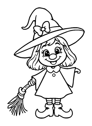 Witch Colouring Page (Kids, Bold & Easy)