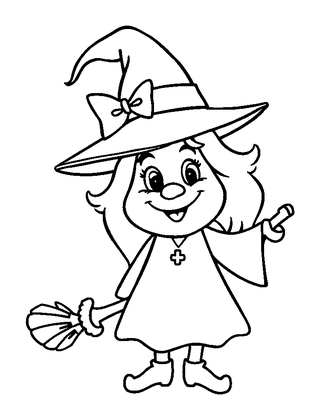 Witch Colouring Page (Toddler, Bold & Easy)