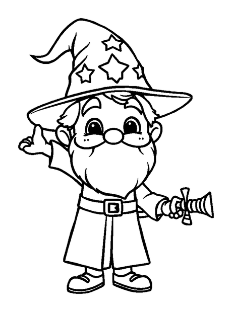 Wizard Apprentice colouring page — free printable for kids
