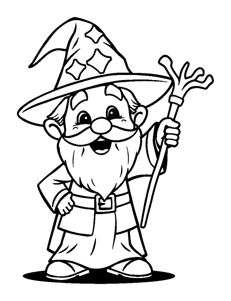 Wizard colouring page — free printable for kids