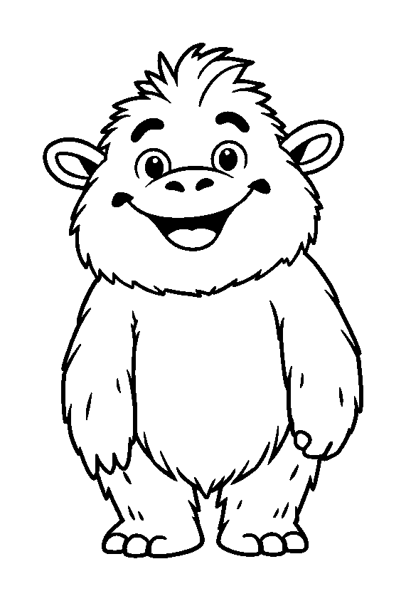 Yeti colouring page — free printable for kids