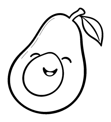 Avocado Colouring Page (Kids, Bold & Easy)