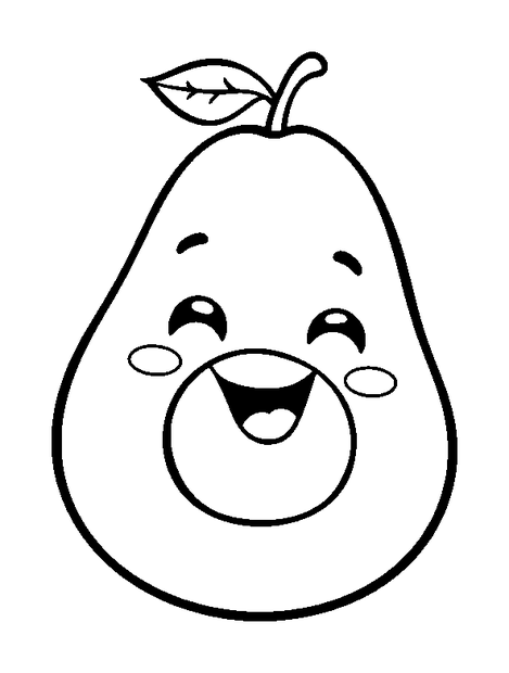Avocado colouring page — free printable for kids
