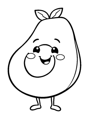 Avocado Colouring Page (Toddler, Bold & Easy)