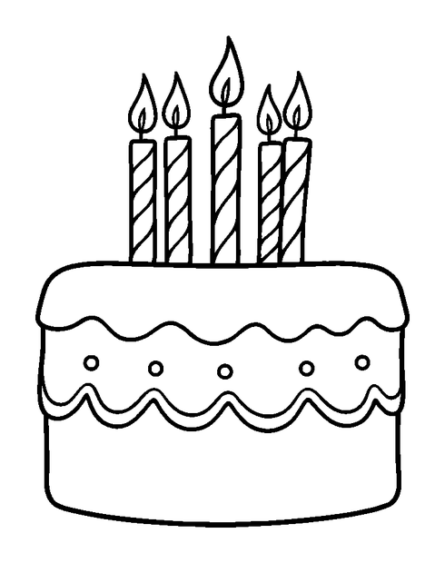 Birthday Cake Candles colouring page — free printable for toddlers