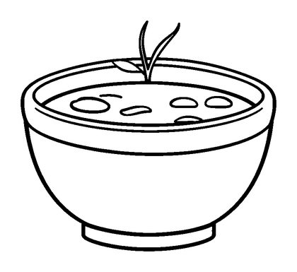 Bowl Of Soup Colouring Page (Toddler, Bold & Easy)