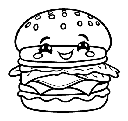 Burger Colouring Page (Kids, Bold & Easy)