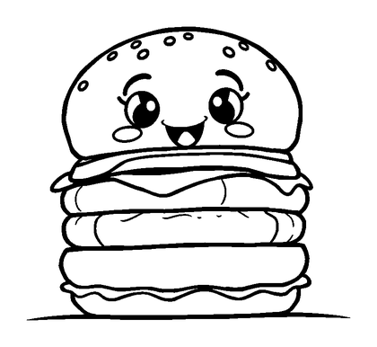 Burger Colouring Page (Kids, Standard)