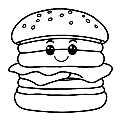 Burger Colouring Page (Kids, Standard)