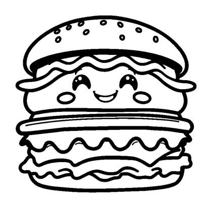 Burger Colouring Page (Toddler, Bold & Easy)
