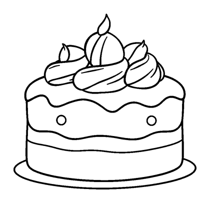 Cake Colouring Page (Kids, Bold & Easy)