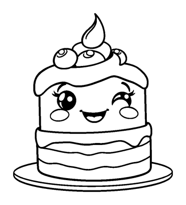 Cake Colouring Page (Kids, Standard)
