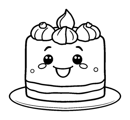 Cake Colouring Page (Toddler, Bold & Easy)