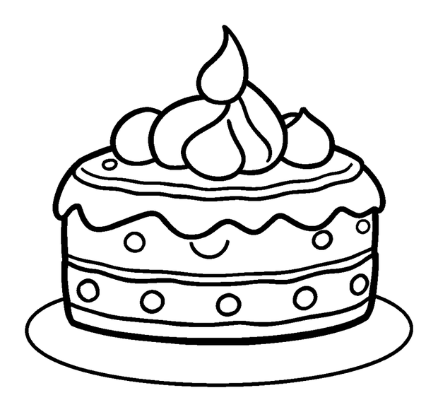 Cake colouring page — free printable for toddlers