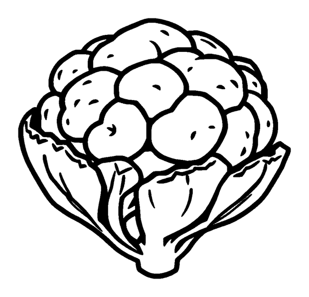 Cauliflower colouring page — free printable for kids