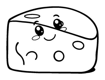 Cheese Colouring Page (Kids, Bold & Easy)