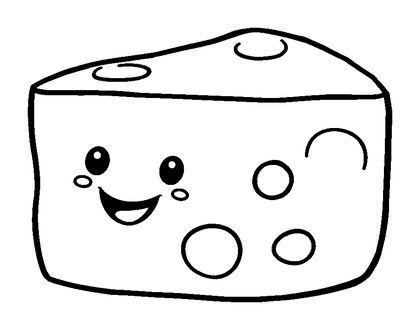 Cheese Colouring Page (Toddler, Bold & Easy)