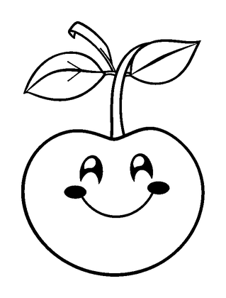 Cherry Colouring Page (Toddler, Bold & Easy)