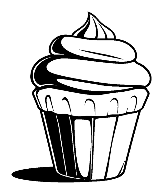 Cupcake colouring page — free printable for kids