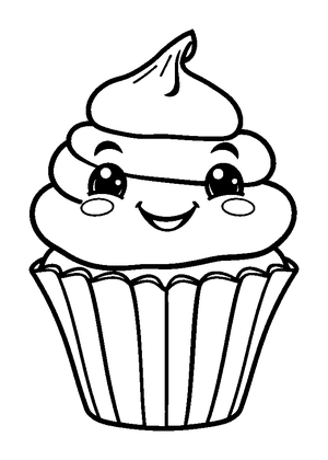 Cupcake Colouring Page (Kids, Standard)