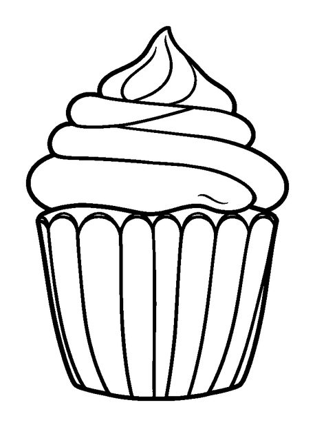 Cupcake colouring page — free printable for kids