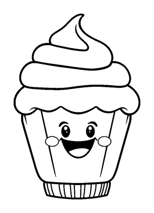 Cupcake Colouring Page (Toddler, Bold & Easy)