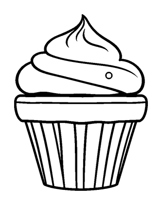 Cupcake Colouring Page (Toddler, Bold & Easy)
