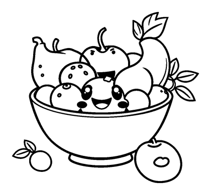 Fruit Bowl Colouring Page (Kids, Bold & Easy)