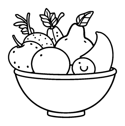 Fruit Bowl Colouring Page (Kids, Bold & Easy)