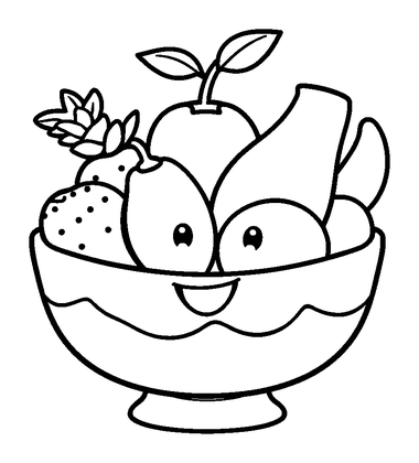 Fruit Bowl Colouring Page (Kids, Standard)