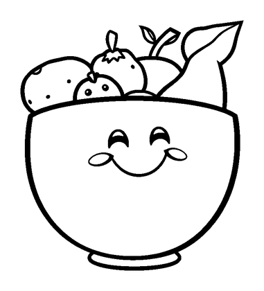 Fruit Bowl Colouring Page (Toddler, Bold & Easy)